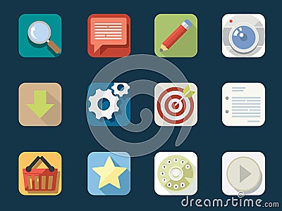 Rounded Flat Icons Vector Illustration