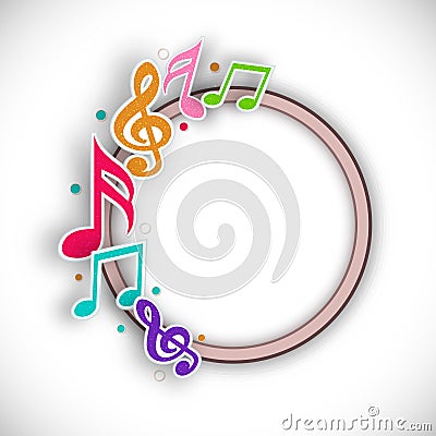 Rounded frame with musical notes. Stock Photo