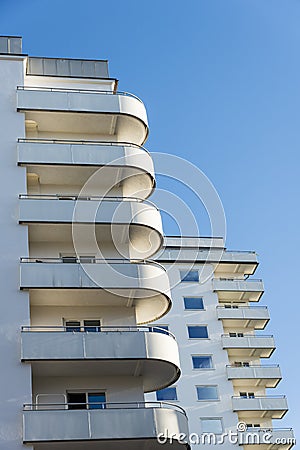 Rounded functionalistic balconys Stockholm Stock Photo