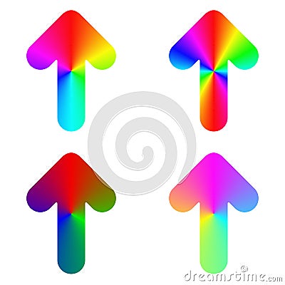 Rounded gradient rainbow arrow icon design set Vector Illustration