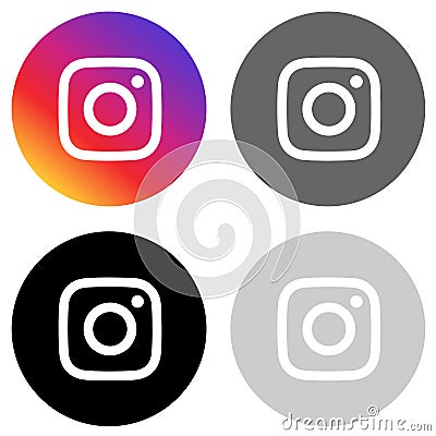 Rounded instagram icon in four colors Editorial Stock Photo
