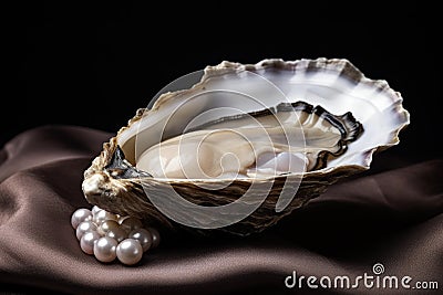 Rounded Pearls oyster. Generate Ai Stock Photo