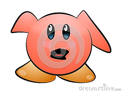Worried rounded cartoon character - Vector Vector Illustration