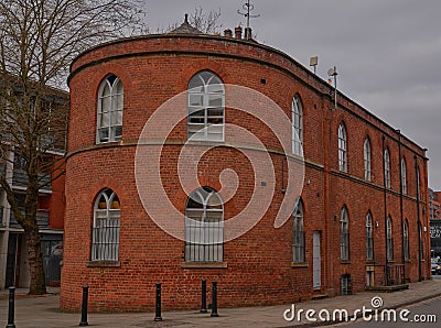 unusual Rounded red brick building Stock Photo