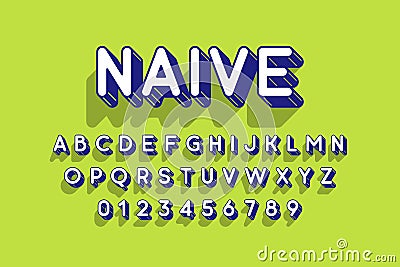 Rounded retro style 3d font Vector Illustration