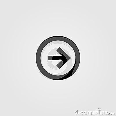 Rounded right direction arrow icon. Next symbol, navigation menu button for web and mobile design Vector Illustration