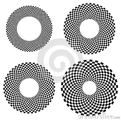 Rounded shape with checkered pattern fill. Contrasty abstract gr Vector Illustration