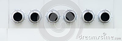 Rounded building air ventilation air conditioner machine Stock Photo