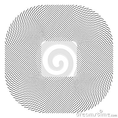 Rounded square shape. Zigzag lines texture. Vector Illustration