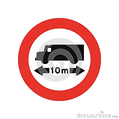 Rounded traffic signal in white and red, isolated on white background. Entry prohibited for vehicles with higher length than Vector Illustration