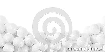 Rounded white golf ball border or edge isolated on white background with copy space top view from above, golf sport equipment Cartoon Illustration