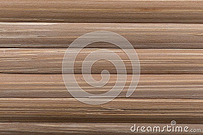 Roundish wood rustic log wall horizontal timber background. Natural texture Stock Photo