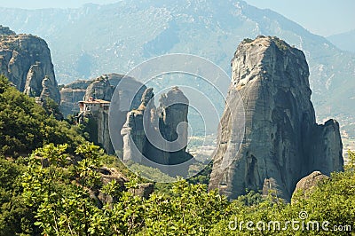 Rousanou rock monastery at Meteora,Greece Stock Photo