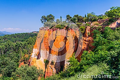 Roussillion, Provence, France. Beautiful red ocher cliffs. Stock Photo