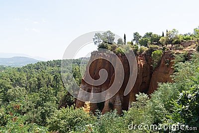 Roussillon ocre cliff in Vaucluse Luberon France Stock Photo