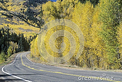 Route 145 on an autumn day in Colorado Stock Photo