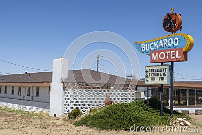 Route 66, Buckaroo Motel, Travel Editorial Stock Photo