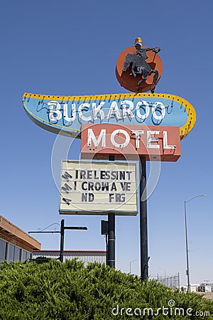 Route 66, Buckaroo Motel, Travel Editorial Stock Photo