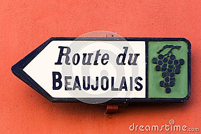 Route du Beaujolais sign Stock Photo