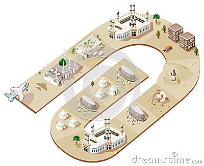 Route of Hajj Vector Illustration