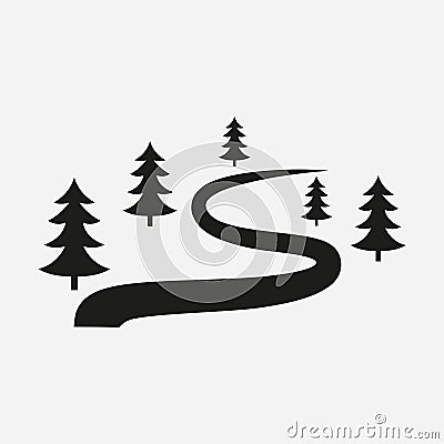 Route icon for tourism. Forest trail. Vector illustration. Vector Illustration