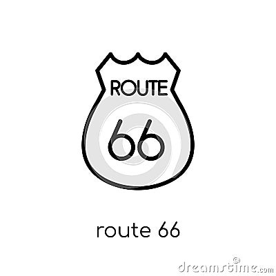 Route 66 icon. Trendy modern flat linear vector Route 66 icon on Vector Illustration