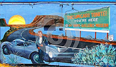 Route 66 Mural in Tucumcari, New Mexico Editorial Stock Photo