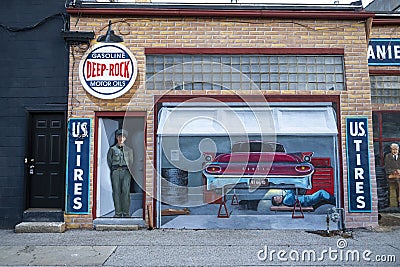 Route 66 Mural, Travel, Pontiac Illinois Editorial Stock Photo