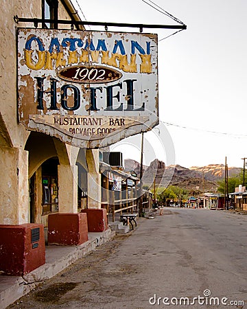 Route 66: Oatman Hotel, Oatman, AZ Editorial Stock Photo