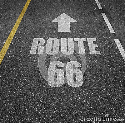 Route 66 painted on asphalt Editorial Stock Photo