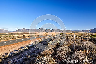 Route 62 road near Oudtshoorn - The Karoo, South Africa Stock Photo