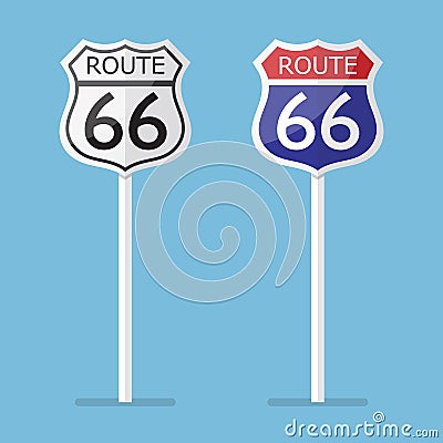 Route 66 road sign set Vector Illustration