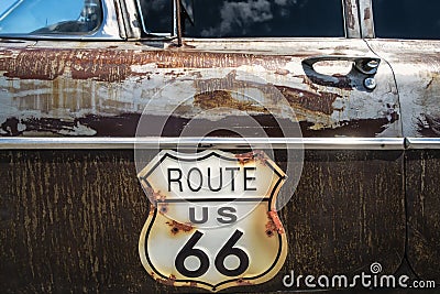 Route 66 road sign Stock Photo