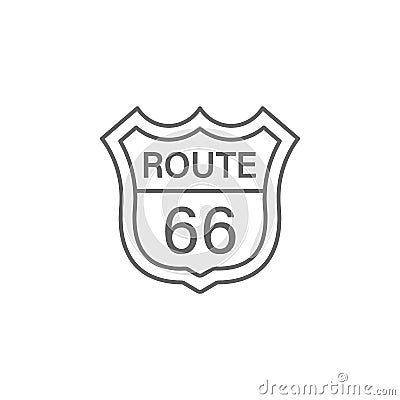 route 66 road sign traffic outline icon. Elements of independence day illustration icon. Signs and symbols can be used for web, Cartoon Illustration