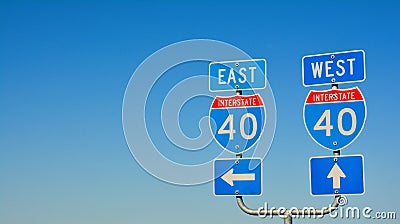 Route 66 road signs on Texas.. Stock Photo