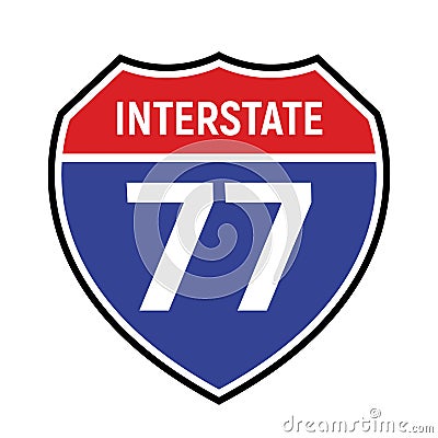 77 route sign icon. Vector road 77 highway interstate american freeway symbol Vector Illustration