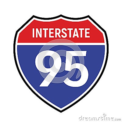 95 route sign icon. Vector road 95 highway interstate american freeway us california route symbol Vector Illustration