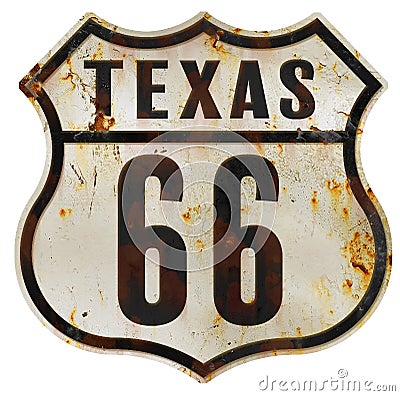 Route 66 Sign Texas Grunge Vintage Stock Photo