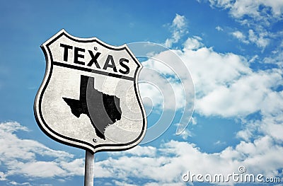 Route 66 Texas map roadsign Stock Photo