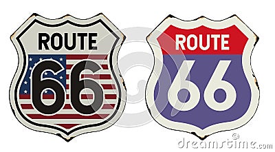 Route 66 vintage metal sign Vector Illustration