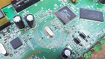 The router board is open, one of the wireless technologies Editorial Stock Photo