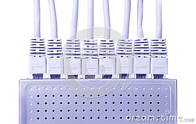 Router, commutator, switchboard with the connected Stock Photo