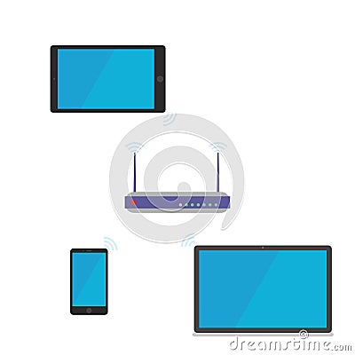 Router flat design isolated. Wifi networking concept Stock Photo