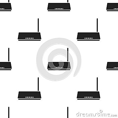 Router icon in black style isolated on white background. Personal computer pattern Vector Illustration