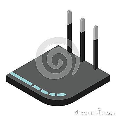 Router isometric icon. Vector wifi router, internet modem for web design isolated on white background Vector Illustration