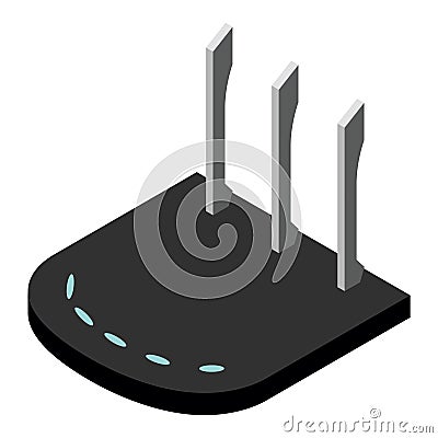Router isometric icon. Vector wifi router, internet modem for web design isolated on white background Vector Illustration