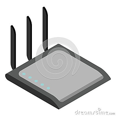 Router isometric icon. Vector wifi router, internet modem for web design isolated on white background Vector Illustration