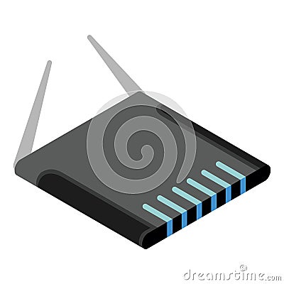 Router isometric icon. Vector wifi router, internet modem for web design isolated on white background Vector Illustration