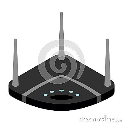 Router isometric icon. Vector wifi router, internet modem for web design isolated on white background Vector Illustration