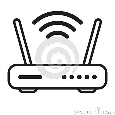 Router related signal icon isolated, wifi router Cartoon Illustration